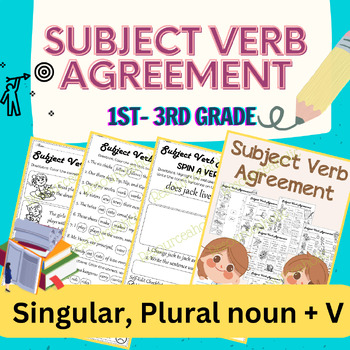 Preview of Subject Verb Agreement Quiz, Test, No Prep Grammar for 1st, 2nd Grade
