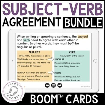 Preview of Subject Verb Agreement Speech Therapy Activities + Lessons Boom™ Cards BUNDLE
