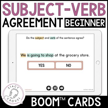 Preview of Subject Verb Agreement Speech Therapy Activities + Lesson Boom™ Cards Beginner
