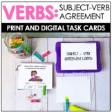 Subject Verb Agreement Task Cards - Print & Digital Boom Cards™️