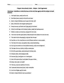 Preview of Subject-Verb Agreement Study Guide