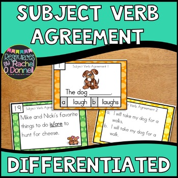 Preview of Subject Verb Agreement Task Cards Differentiated