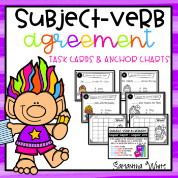 Preview of Subject-Verb Agreement Task Cards & Anchor Charts