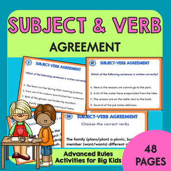 Preview of 48 Subject Verb Agreement Task Cards - Grammar Activities with Advanced Rules