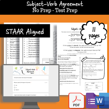 Preview of Subject Verb Agreement: No Prep Test Prep - Grammar, Revising & Editing