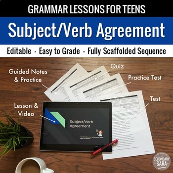 Preview of Subject Verb Agreement Unit: Grammar Lesson, Quiz, Test, & More