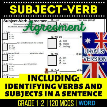 Preview of Subject-Verb Agreement Workbook: Verbs and Subjects in Sentences UK/AUS English