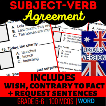 Preview of Subject-Verb Agreement Workbook Wish, Request, Contrary to Fact UK/AUS English