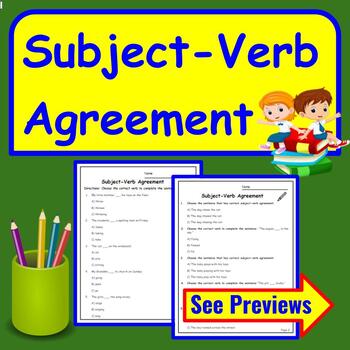 Preview of Subject Verb Agreement Worksheets 2nd grade - 3rd grade (ESL friendly)