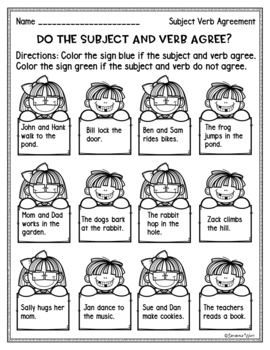 Subject Verb Agreement Worksheets by Samantha White | TpT