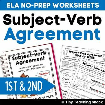 Preview of Subject Verb Agreement Worksheets & Anchor Chart/Poster for 1st, 2nd Grade & ELL