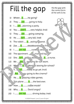 Subject Verb Agreement Worksheets To Be by Love 2 Learn English | TpT