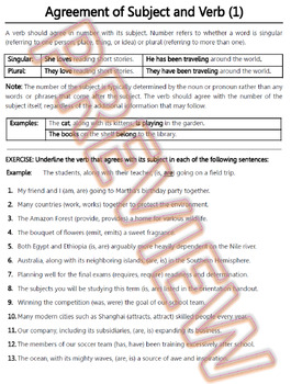 Preview of Subject Verb Agreement Worksheets and Review. High School English. Google Docs