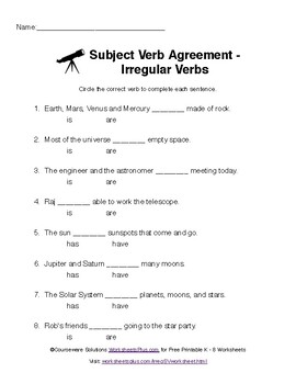 subject verb agreement worksheets for 4th and 5th grades by worksheetsplus