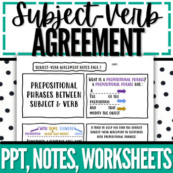 Preview of Subject Verb Agreement Worksheets Practice & Examples with Powerpoint / Notes