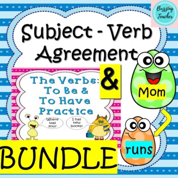 Preview of Subject Verb Agreement and Verbs to Be and to Have Practice and Games- BUNDLE