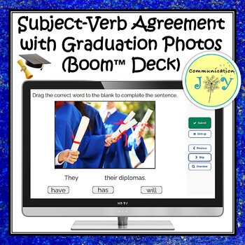 Preview of Subject-Verb Agreement with Graduation Photos (Boom™ Deck)