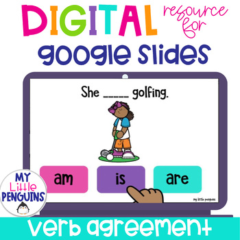 Preview of Subject Verb Agreement with am, is, are for Google Slides am is are Easel