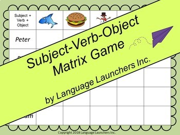 Preview of Listening Comprehension and Expressive Language Game (Subject-Verb-Object)