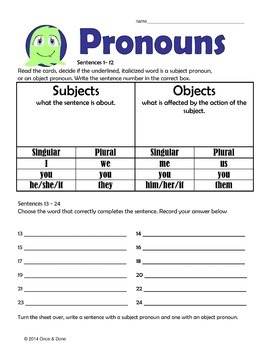 Subject Object Pronouns by Melissa's Teacher Mall | TpT