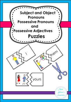 Preview of Subject and Object Pronouns , Possessive Pronouns and Adjectives Puzzles