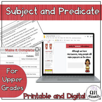 Preview of Subject and Predicate - Google Slides