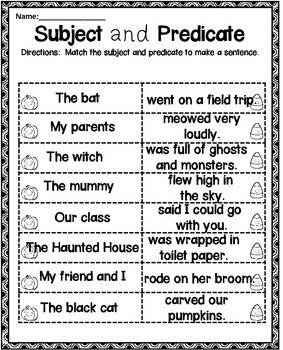 Subject and Predicate Practice by Teaching Second Grade | TpT