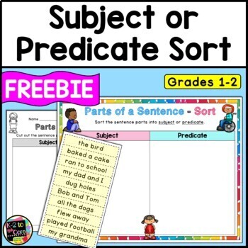 Preview of Subject and Predicate Activities | Literacy Center Sort | Digital and Print FREE