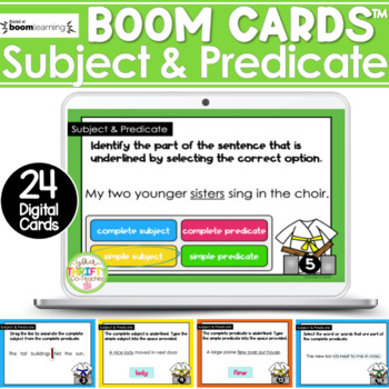 Preview of Subject and Predicate Boom Cards Digital Task Card Activities