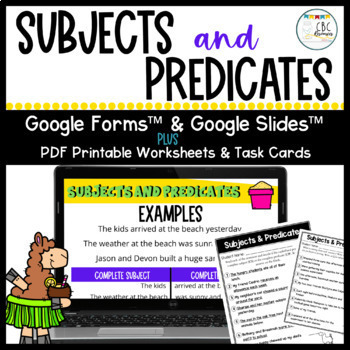 Preview of Subject and Predicate Digital Lessons Google Slides™ Google Forms™ and PDF