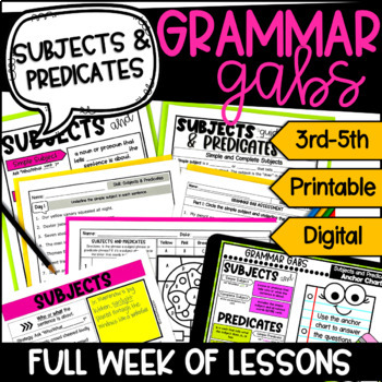 Preview of Subject and Predicate Grammar Lessons and Activities