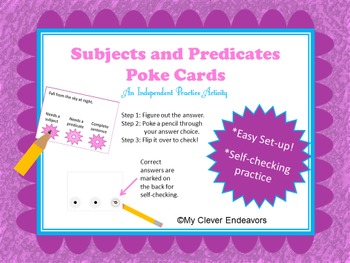 Preview of Subject and Predicate Poke Cards
