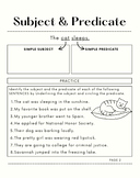 Subject and Predicate Practice Notes and Slides with Answer Key