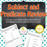 Subject and Predicate Review Activities and Worksheet