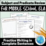 Subject and Predicate Review for Middle School