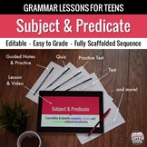 Subject and Predicate Unit: Grammar Lesson, Quiz, Test, & More