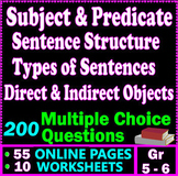Subject and Predicate. Sentence Structure Worksheets. 5th 
