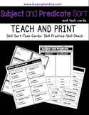 Subject and Predicate Sort and Task Cards