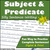Subject and Predicate Worksheet & Sentence Writing - Print