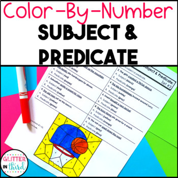 Preview of Subject and Predicate Worksheets Grammar Color By Number