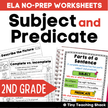 Preview of Subject and Predicate Worksheets & Poster for 2nd Grade Daily Grammar Practice