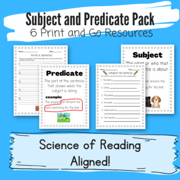 Preview of Subject and Predicate Writing Pack:  TWR Strategy Inspired
