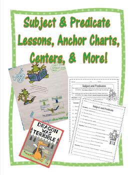 Preview of Subject and Predicates Lessons, Center, Activity Sheets and More.