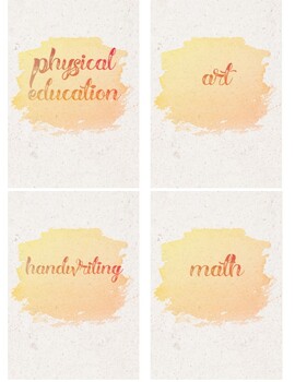 Preview of Subject labels for book bins, medium, yellow and orange sunny