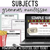 Subject of a Sentence Mini-Lesson and Worksheets - Simple 