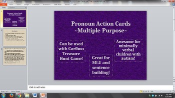 Preview of Pronoun/Verb Cards for Cariboo Treasure Hunt Game and Sentence Building