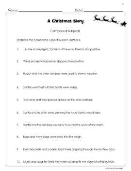 Subjects & Predicates - A Christmas Story - 4 worksheets- Grades 3-4 ...