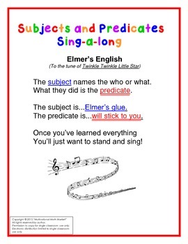 Preview of Subjects Predicates Song