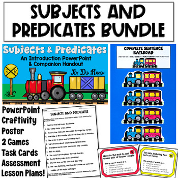 Preview of Subjects and Predicates Bundle: Worksheets, Posters, PowerPoint, Craftivity