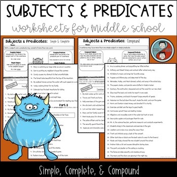 Preview of Subjects and Predicates - Sentence Structure Worksheets